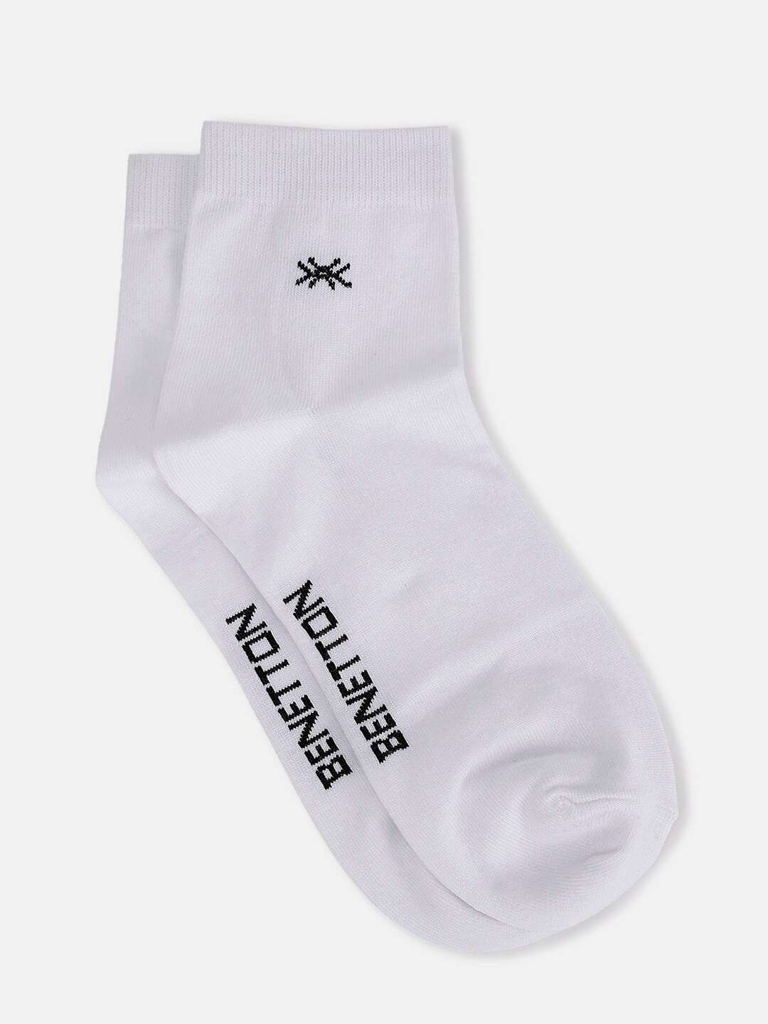 

United Colors of Benetton Kids Pack Of 2 Brand Logo Cotton Calf Length Socks, White