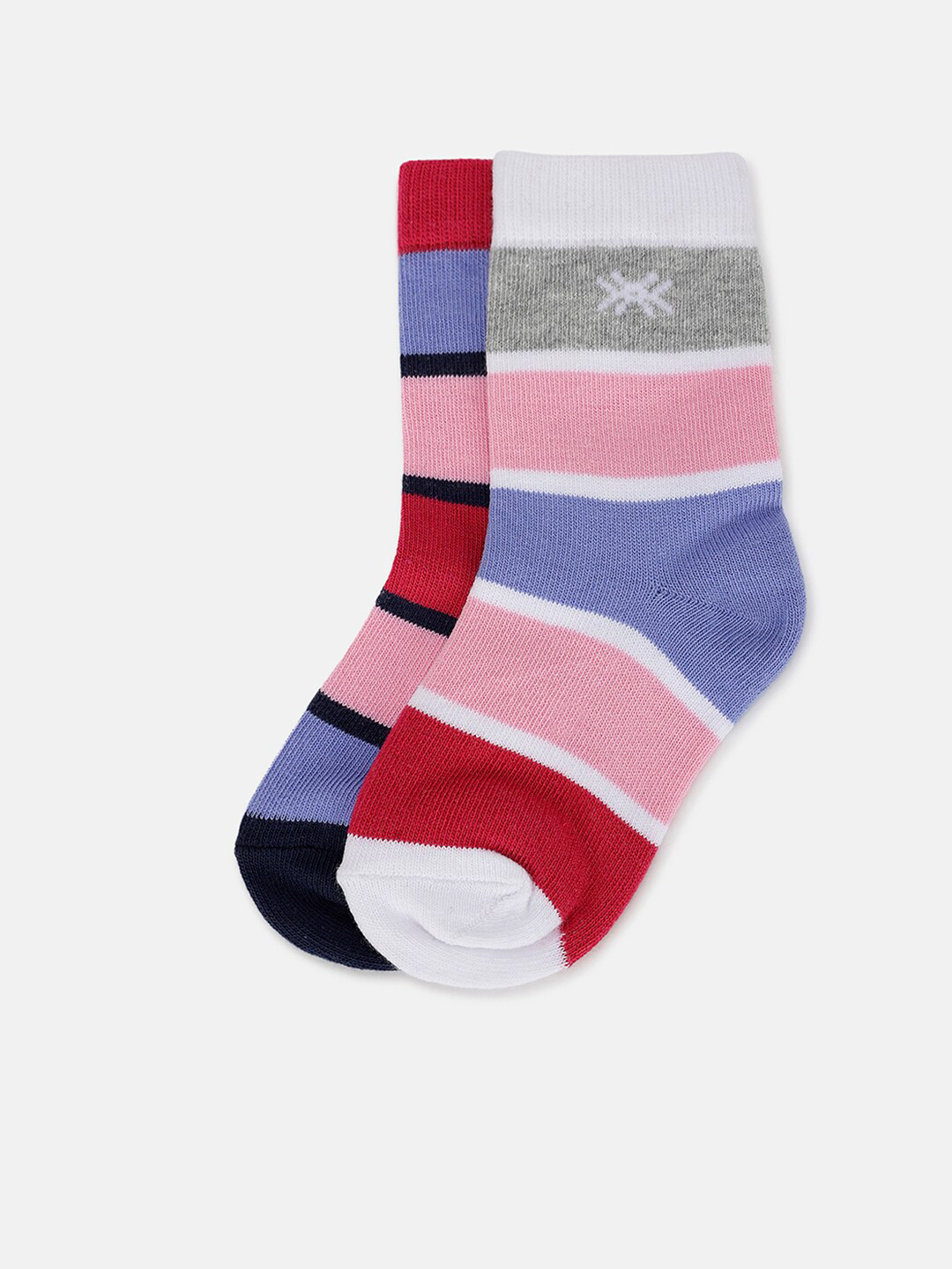 

United Colors of Benetton Girls Pack of 2 Colourblocked Ankle Length Socks, White