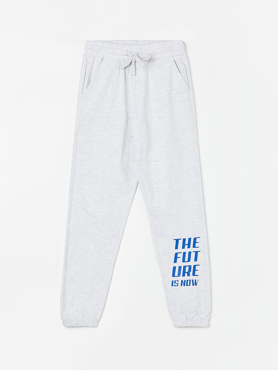 

Fame Forever by Lifestyle Boys Typography Printed Mid-Rise Pure Cotton Joggers, Grey