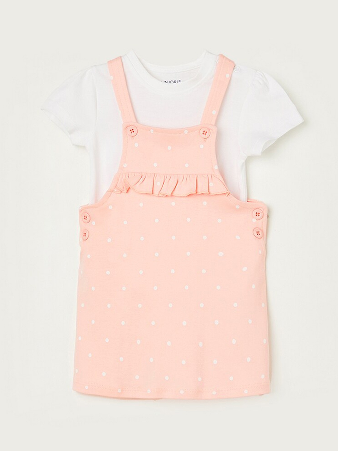 

Juniors by Lifestyle Infant Girls Cotton Dungaree With T-Shirt, Pink