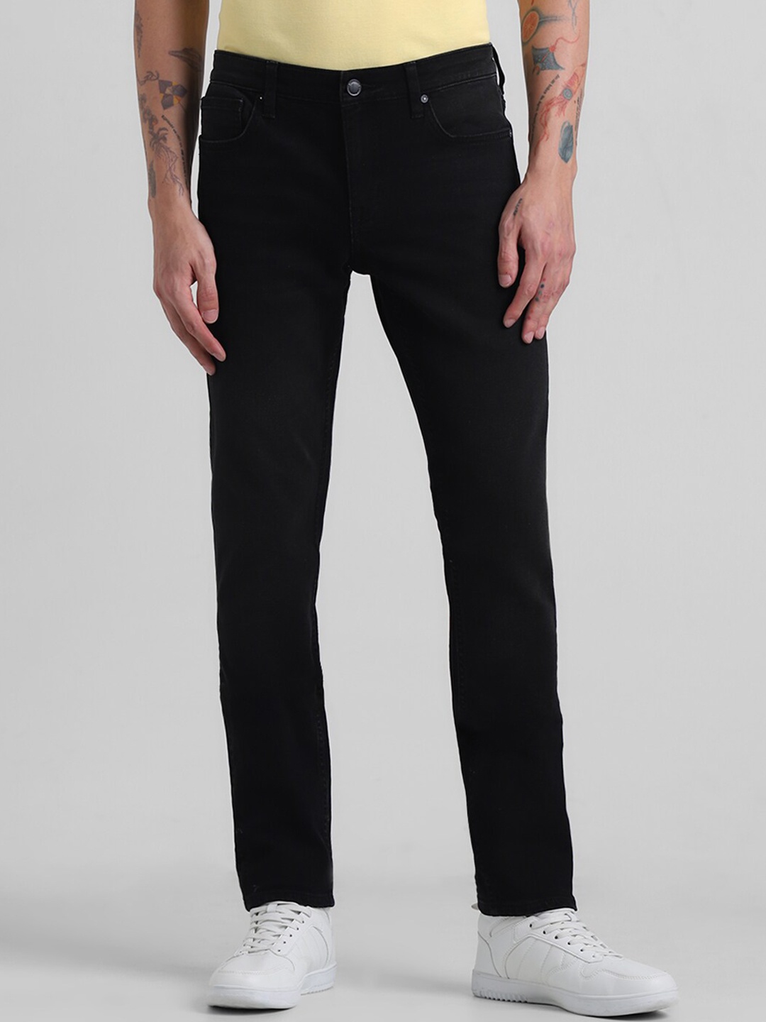 

Jack & Jones Men Slim Fit Low-Rise Clean Look Stretchable Jeans, Black