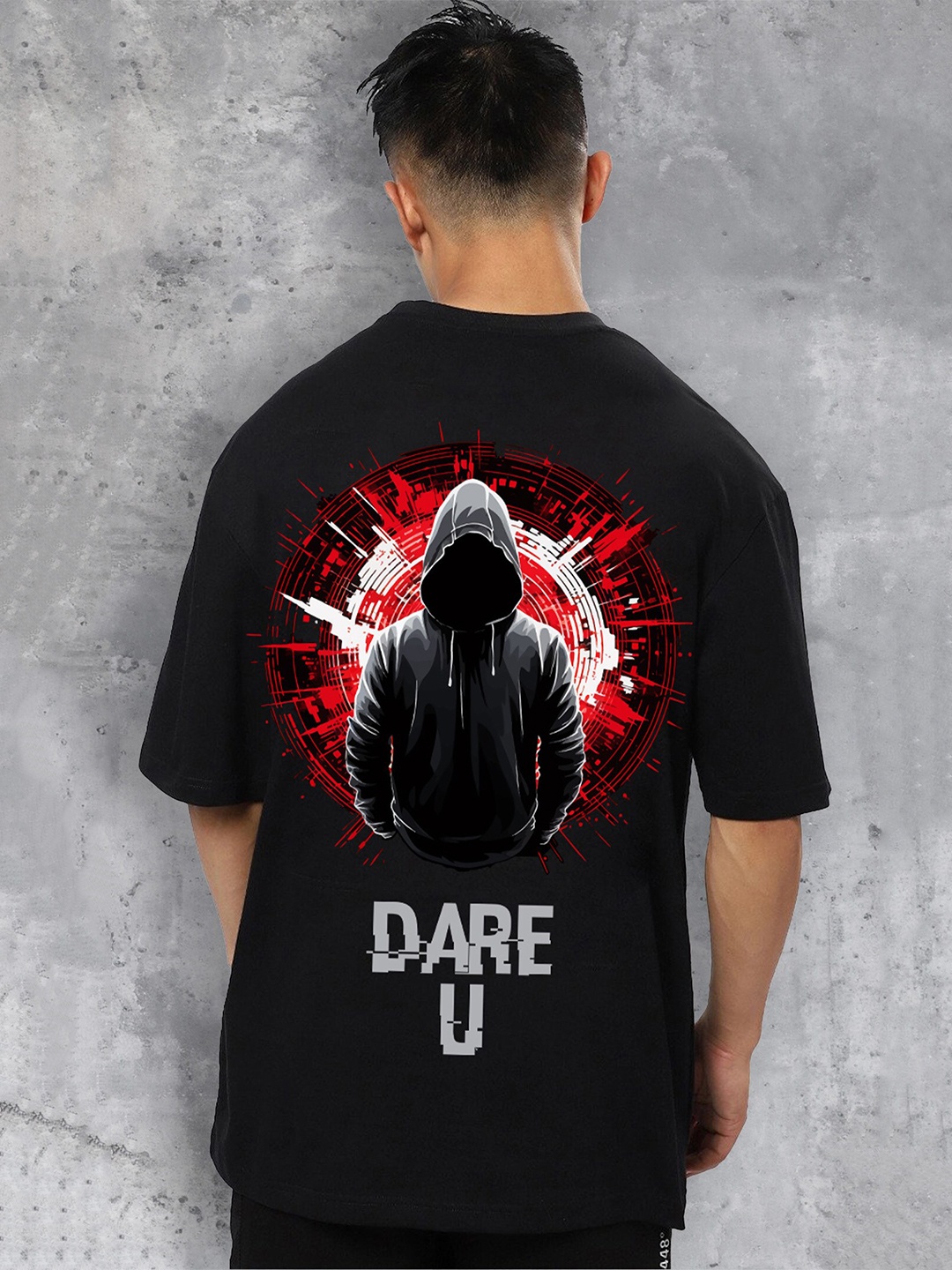 

fanideaz Graphic Drop-Shoulder Sleeves Oversized Pure Cotton T-shirt, Black