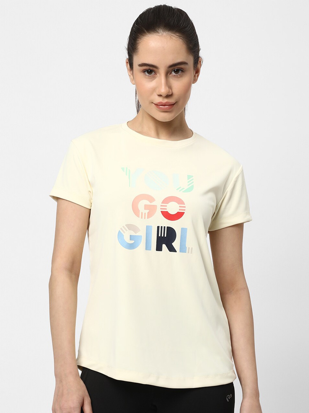 

R&B Typography Printed Round Neck T-shirt, Cream