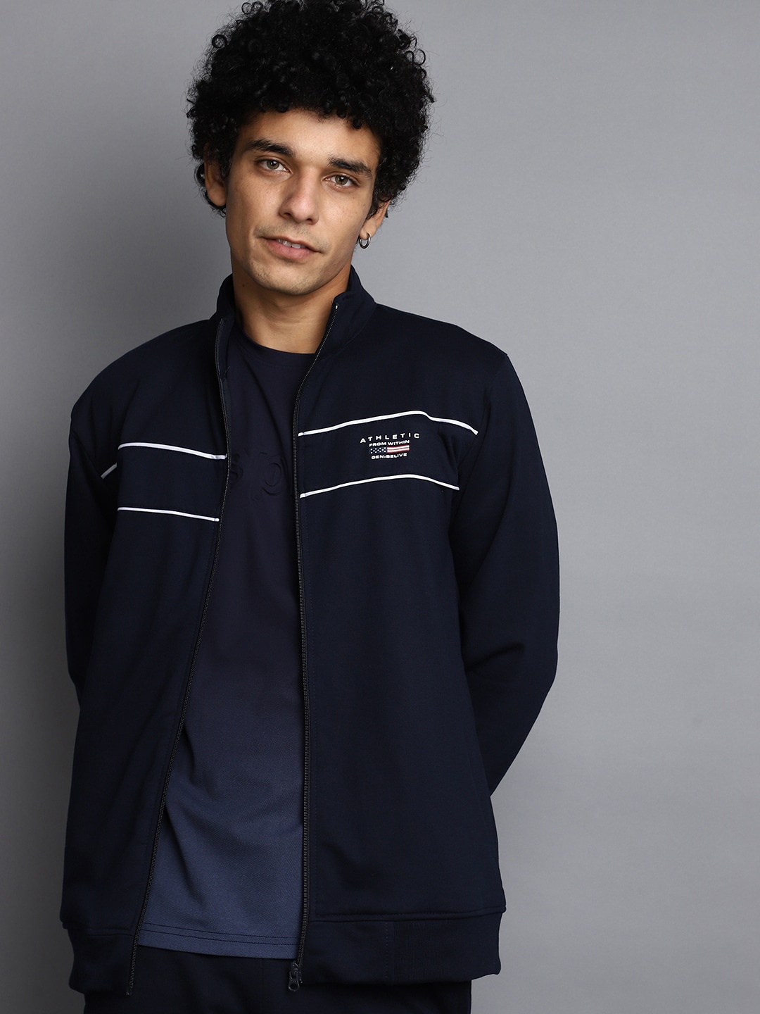 

V-Mart Mock Collar Sports Tracksuit, Navy blue