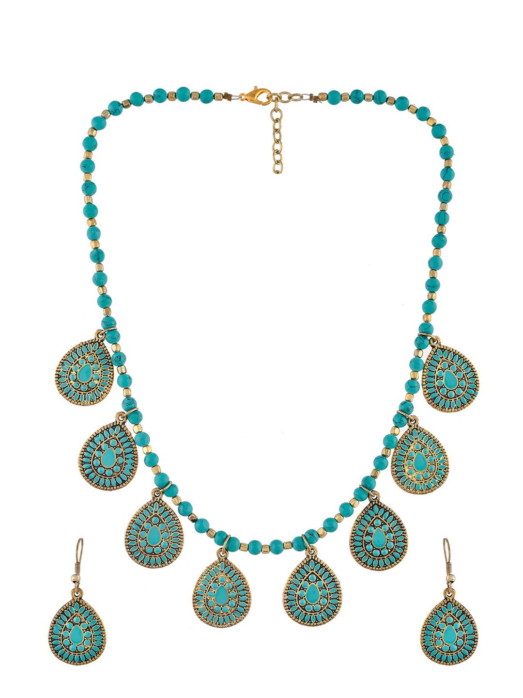 

Infuzze Silver Plated Artificial Stones and Beads studded Jewellery Set