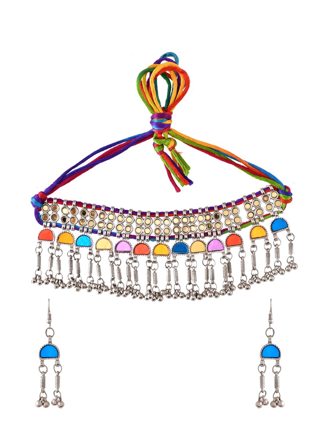 

Infuzze Silver-Plated Artificial Stones & Beads-studded Jewellery Set