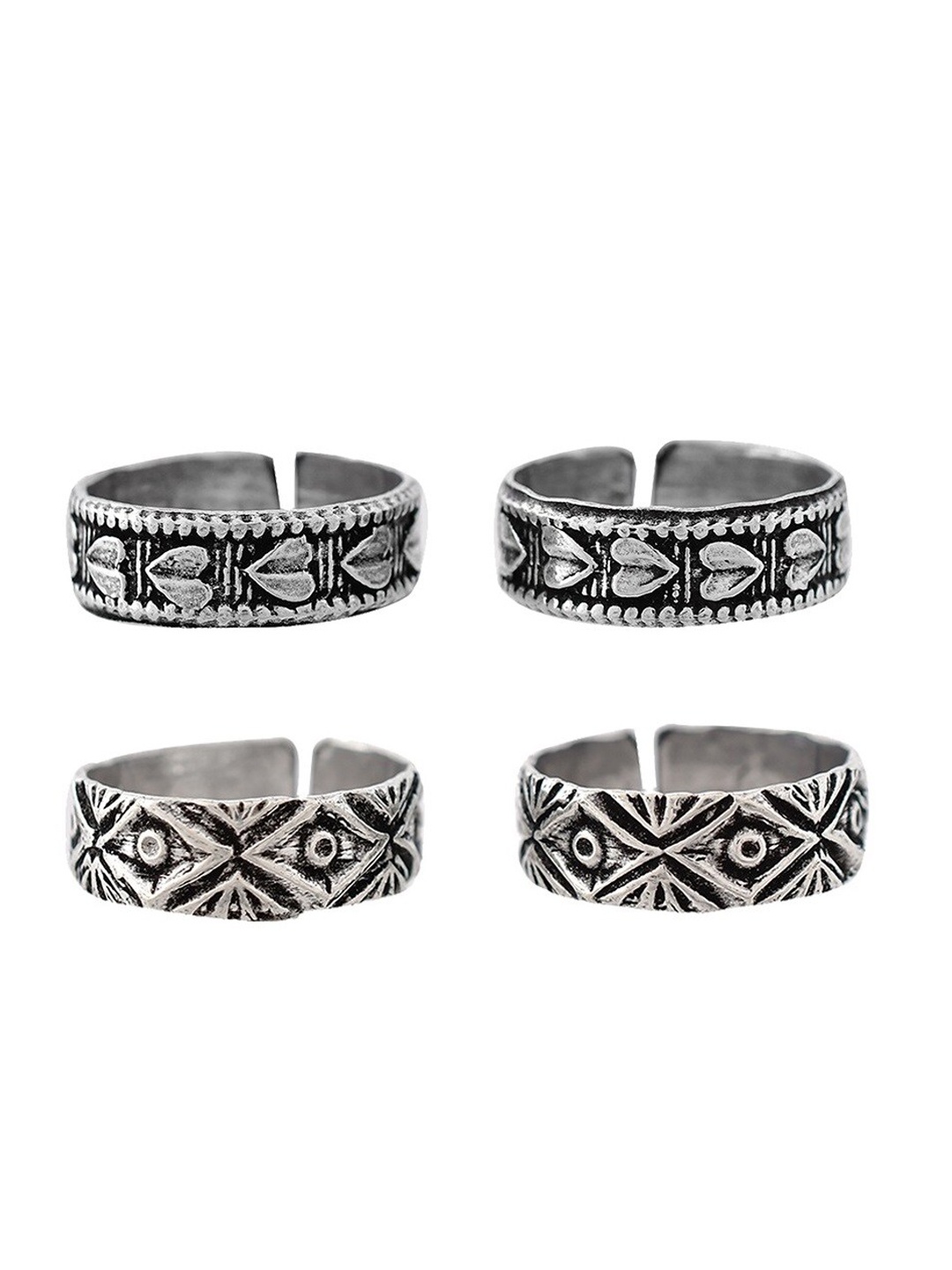 

Infuzze Set Of 2 Silver Plated Oxidised Toe Rings