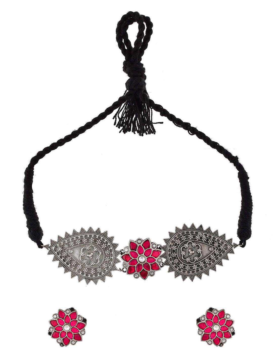 

Infuzze Silver Plated Kundan Studded Jewellery Set