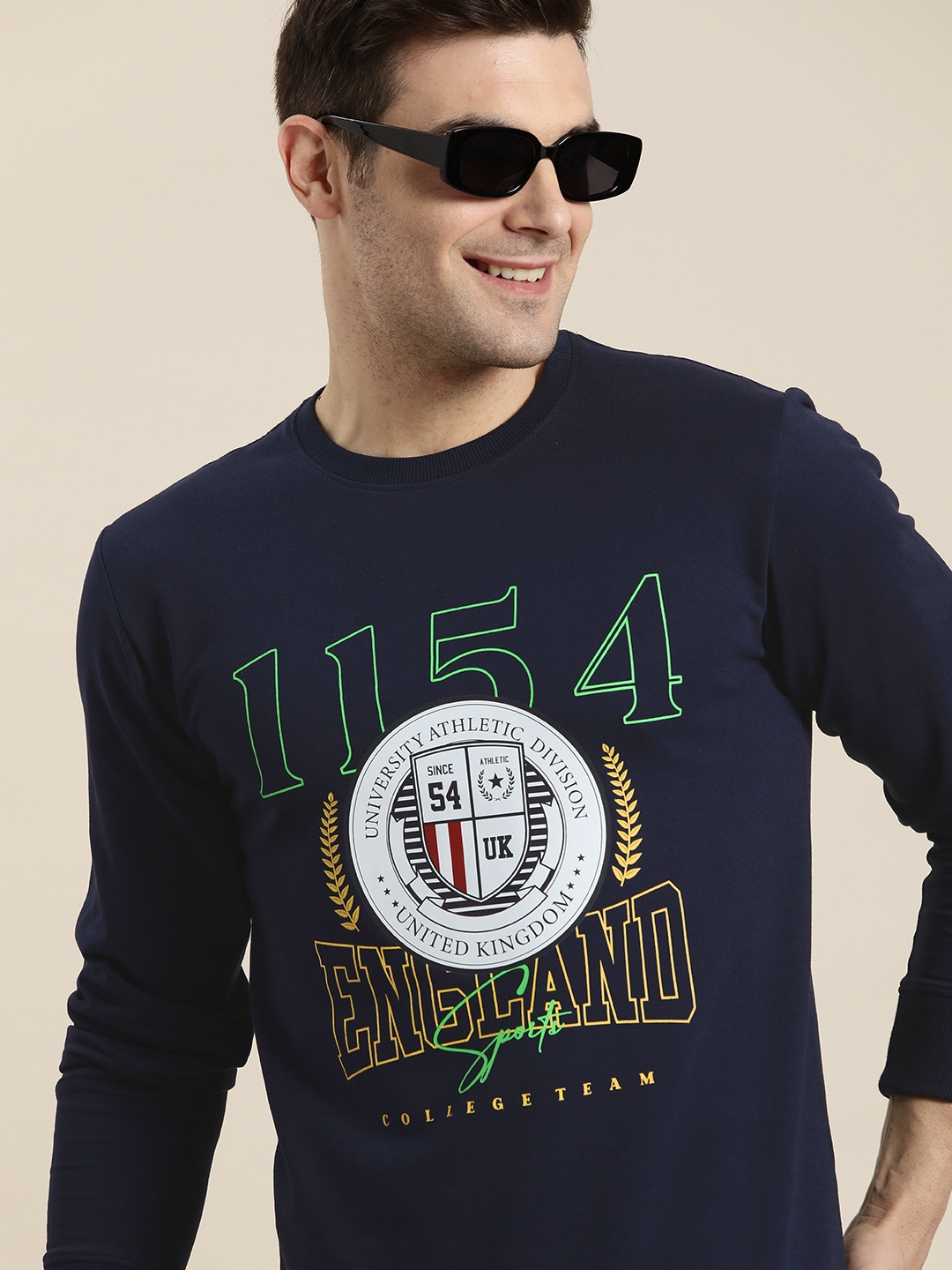 

HERE&NOW Men Printed Sweatshirt, Navy blue