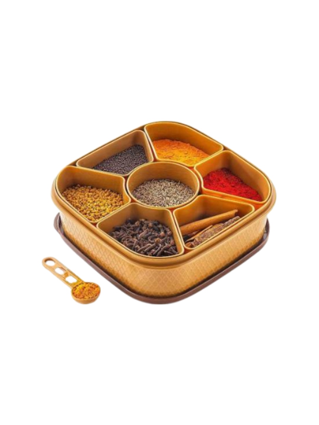 

3D METRO SUPER STORE Brown Solid Plastic Spice Box With Spoon 150 ml