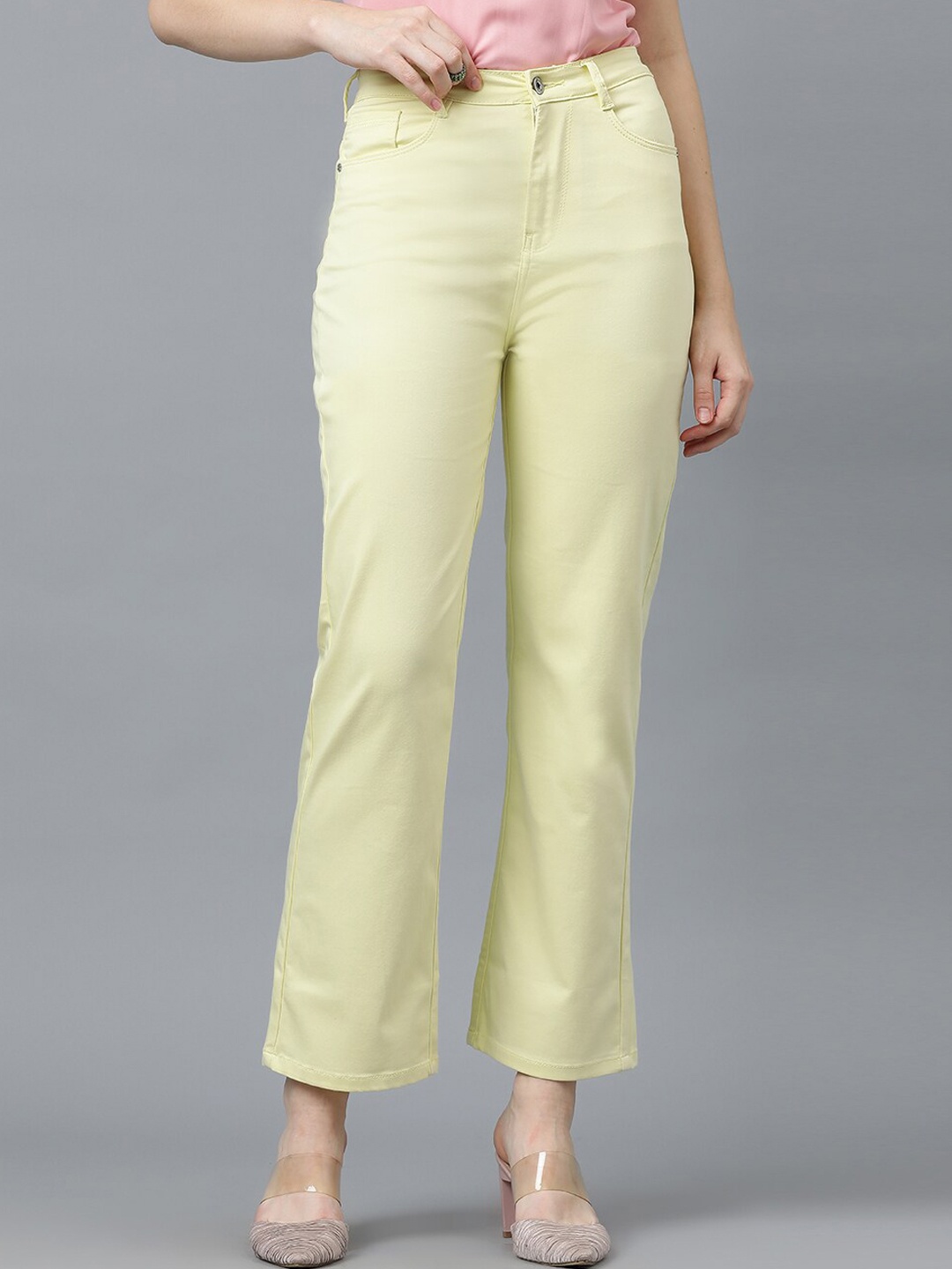 

Code 61 Women Straight Fit High-Rise Stretchable Jeans, Yellow