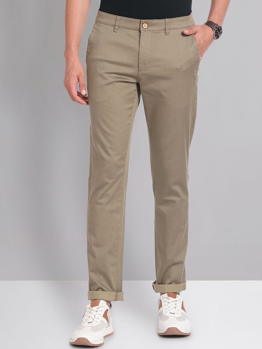 

AD By Arvind Men Mid-Rise Chinos Trousers, Brown