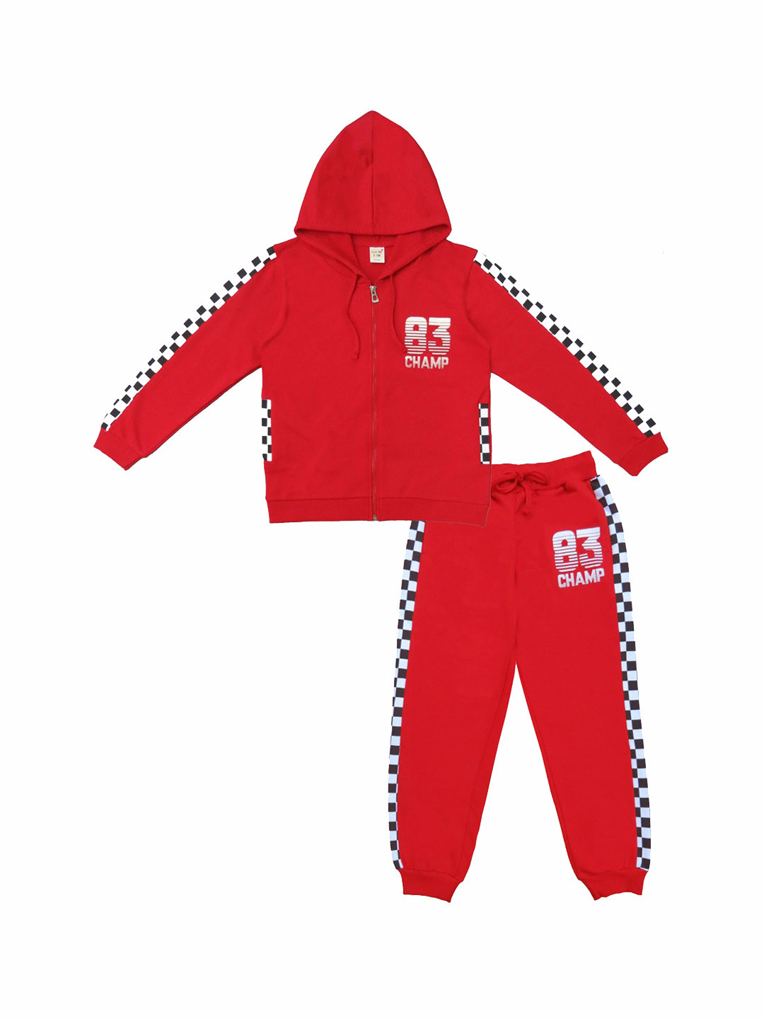 

Clothe Funn Boys Colourblocked Hooded Tracksuit, Red