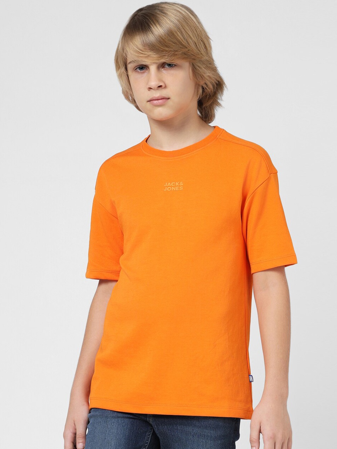 

Jack & Jones Junior Boys Drop-Shoulder Sleeves Oversized T-shirt, Orange