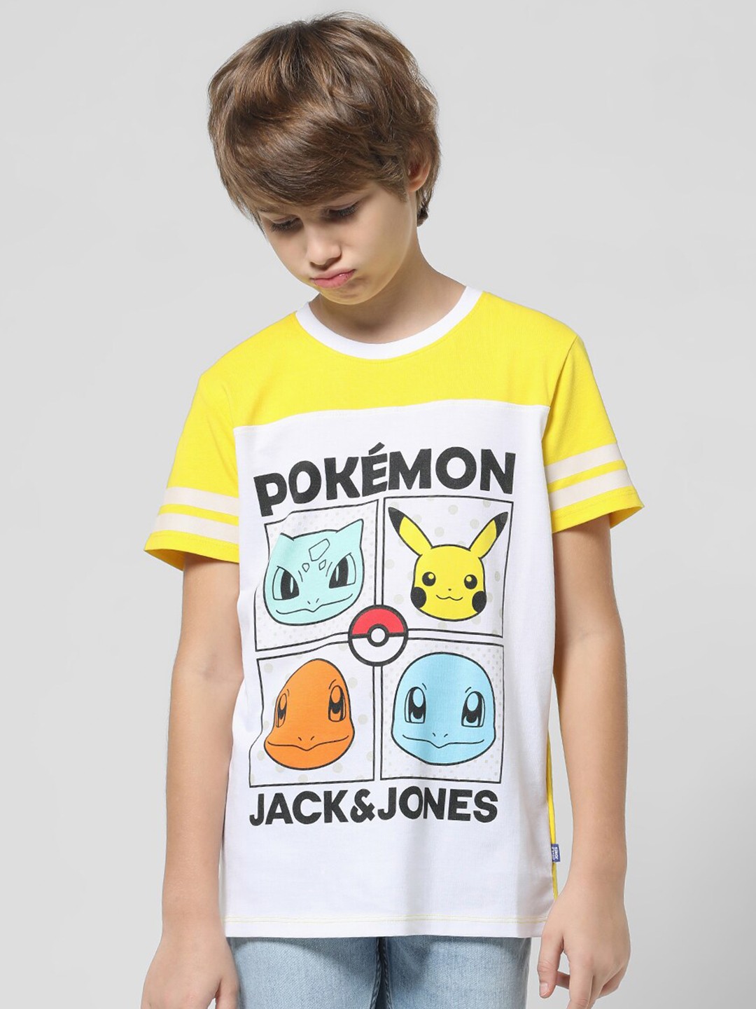 

Jack & Jones Junior Boys Valvasor Pokemon Printed Short Sleeves Pure Cotton T-shirt, White