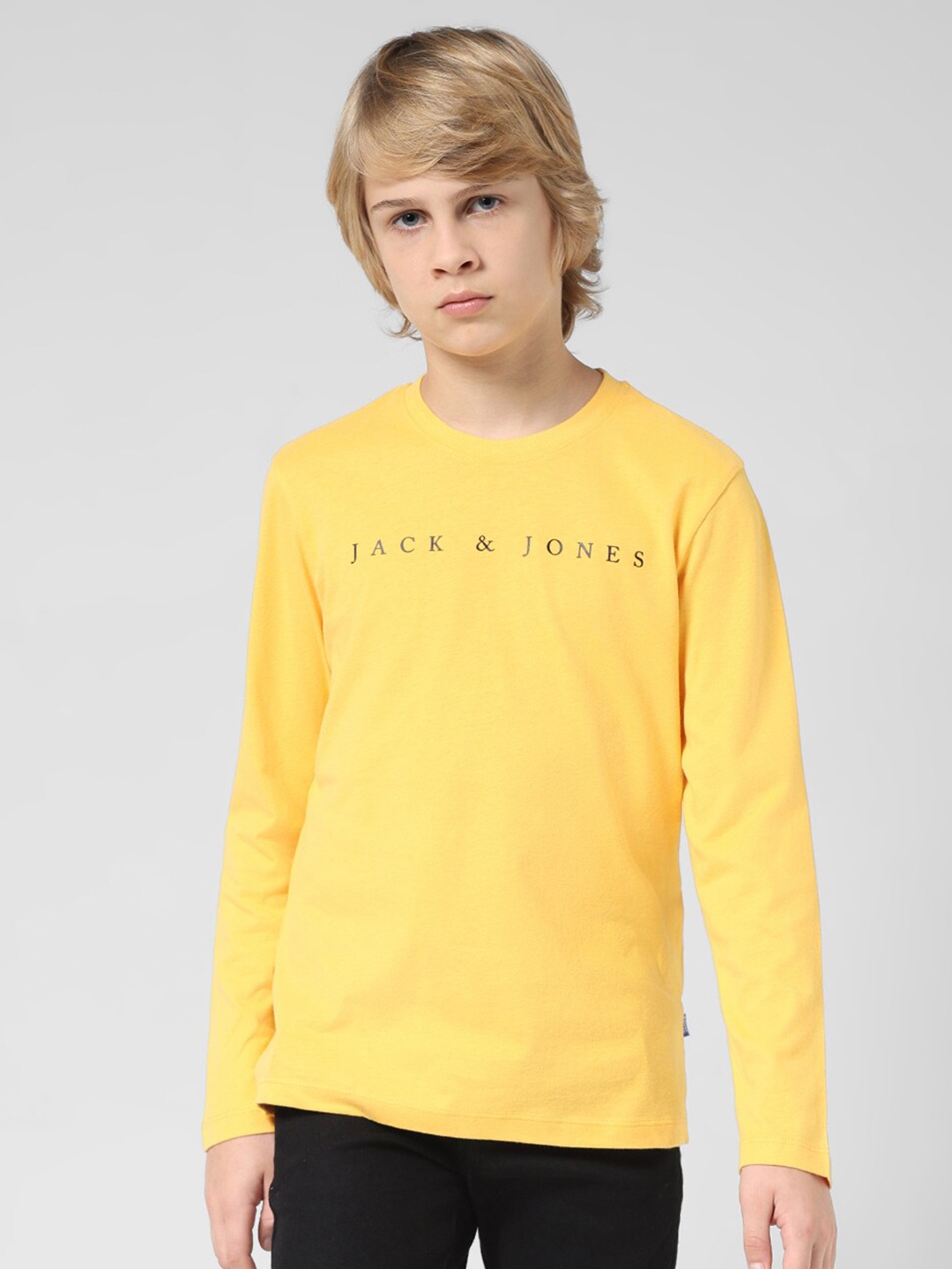 

Jack & Jones Junior Boys Printed Round Neck Cotton T-shirt, Yellow