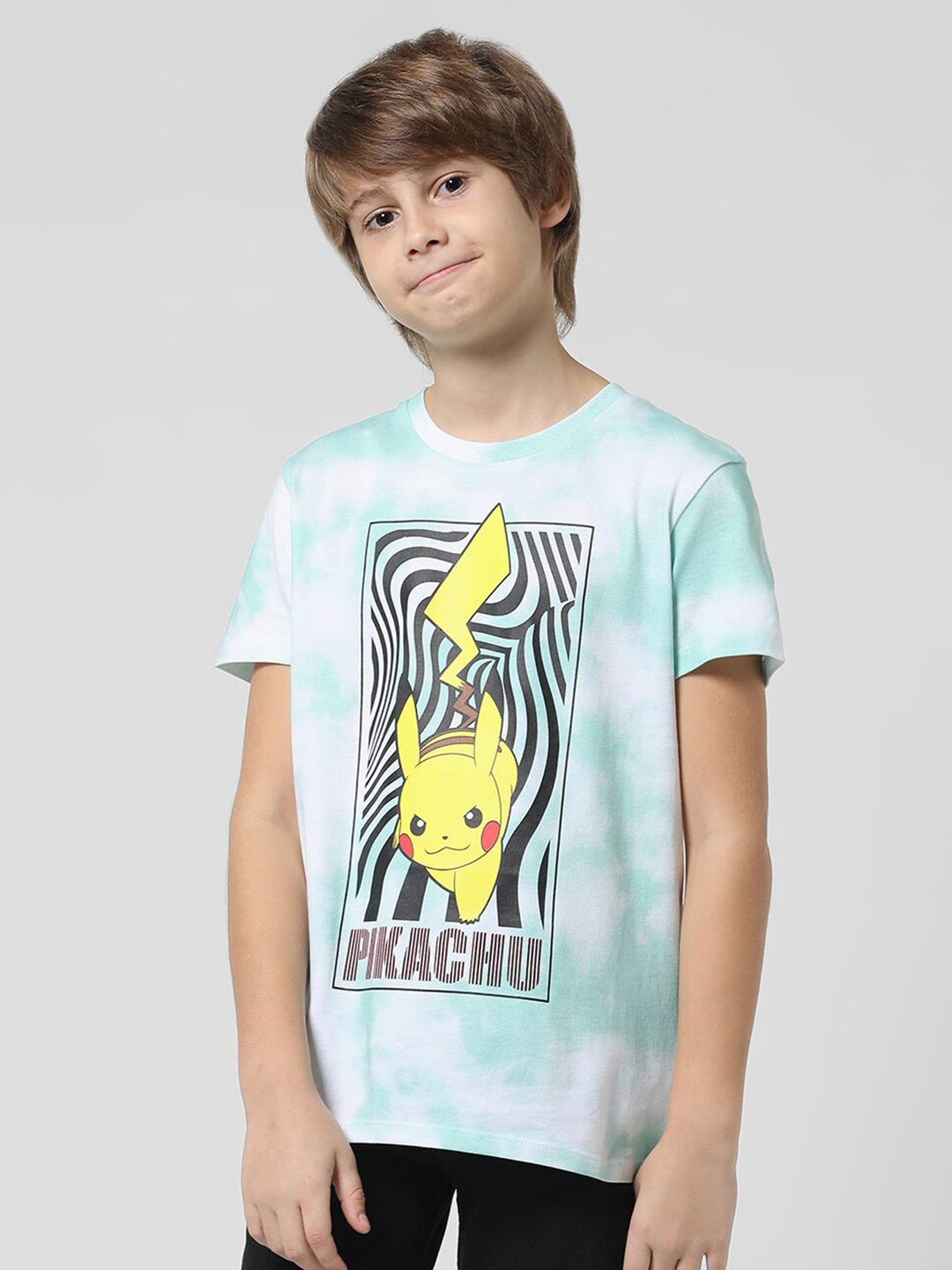 

Jack & Jones Junior Boys Pikachu Pokemon Printed Cotton T-shirt, Blue