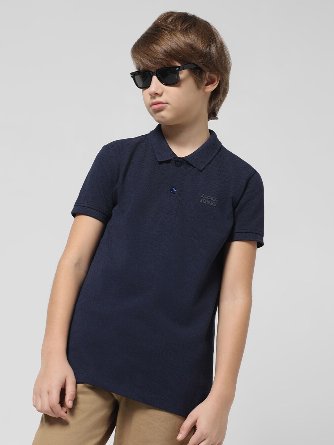 

Jack & Jones Junior Boys Polo Collar Cotton T-shirt, Navy blue