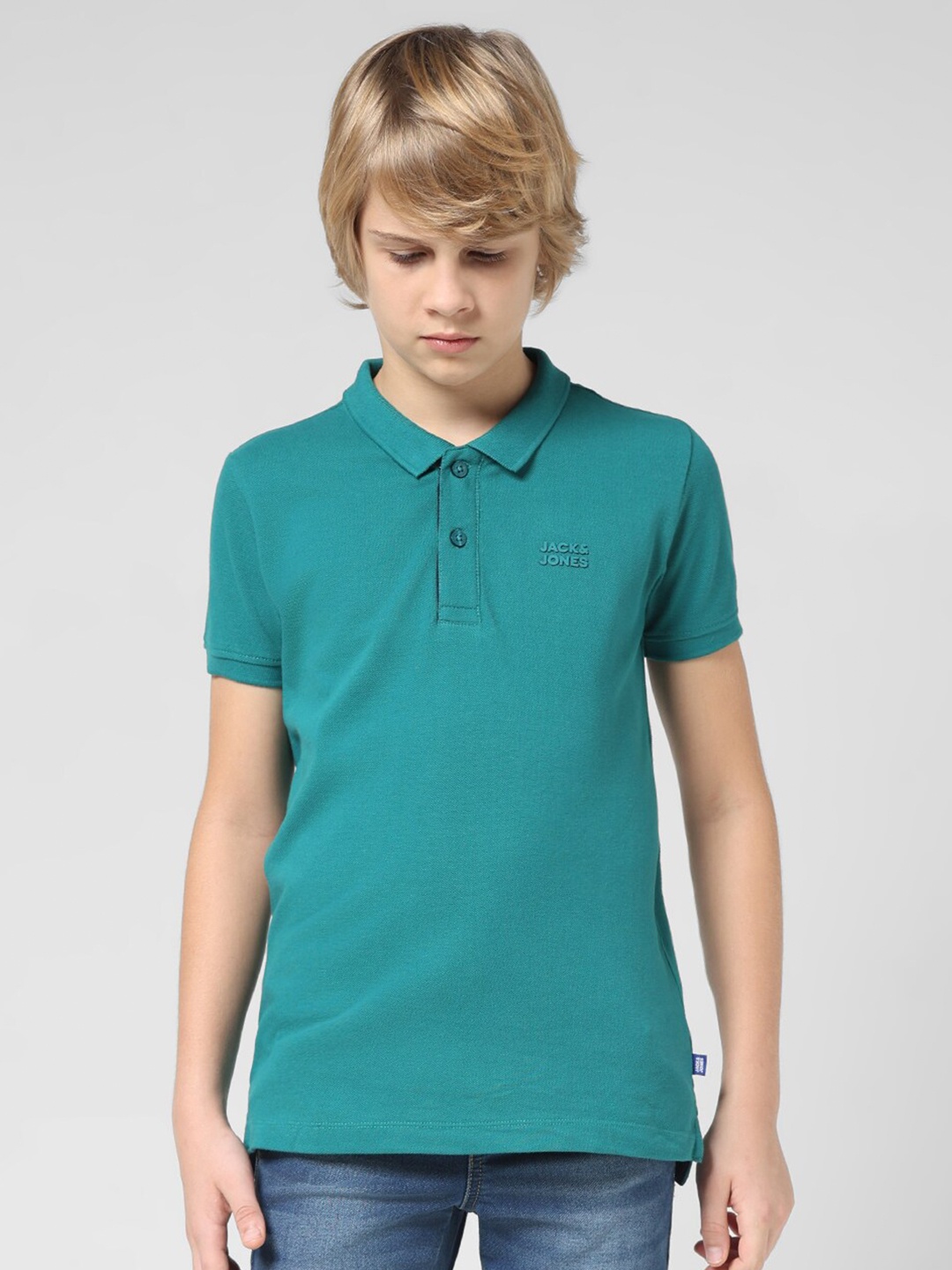 

Jack & Jones Junior Boys Polo Collar Pure Cotton T-shirt, Green