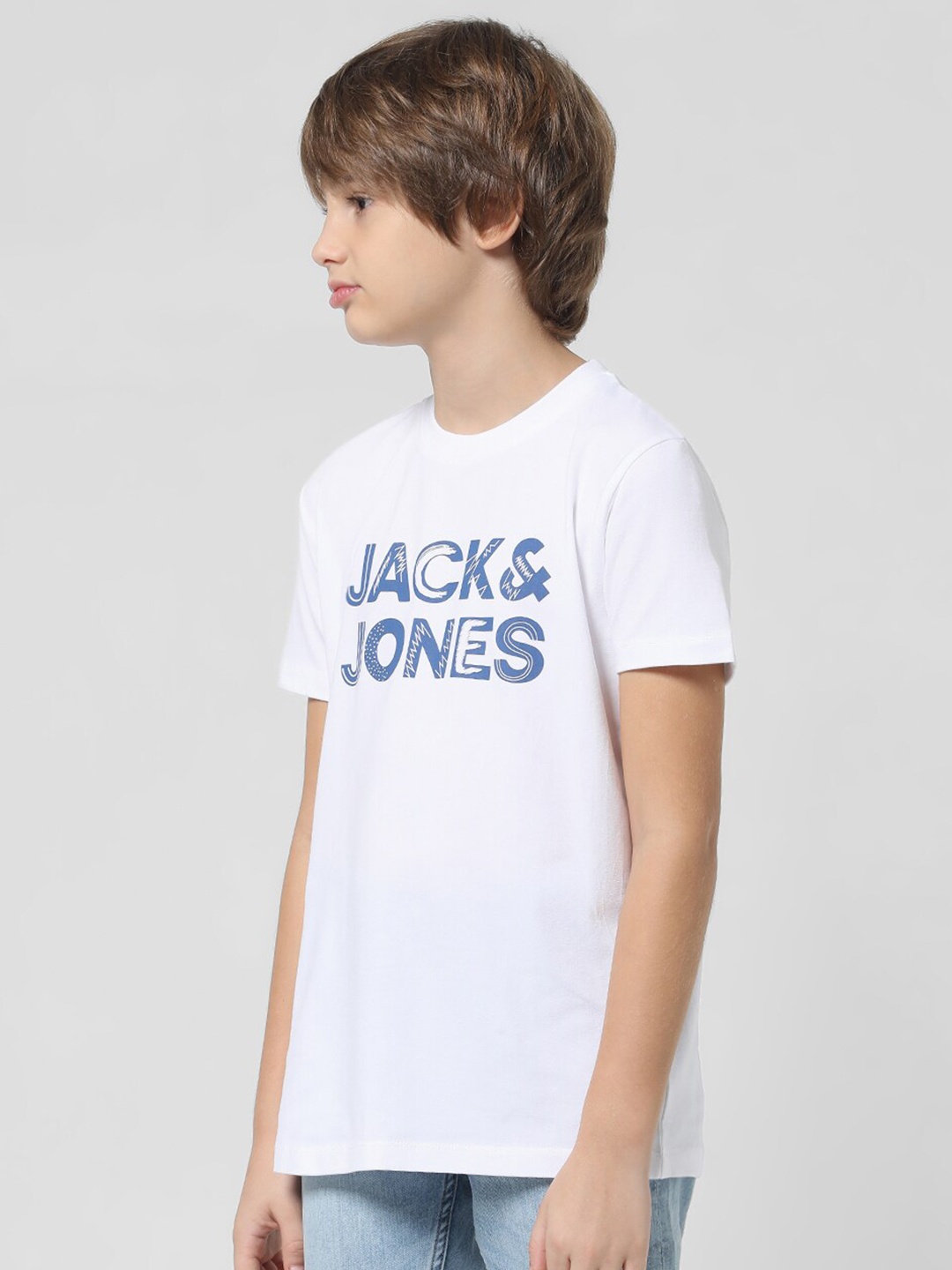 

Jack & Jones Junior Boys Typography Printed Round Neck Short Sleeves T-shirt, White