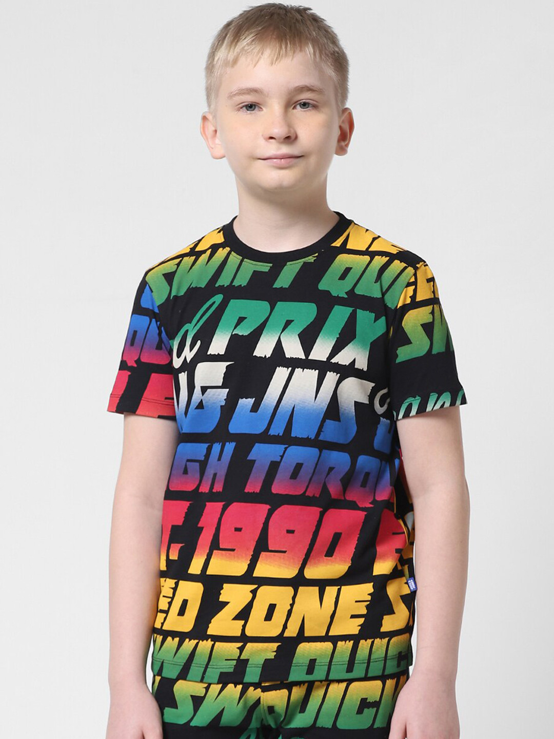 

Jack & Jones Junior Boys Typography Printed Pure Cotton Slim Fit T-shirt, Black