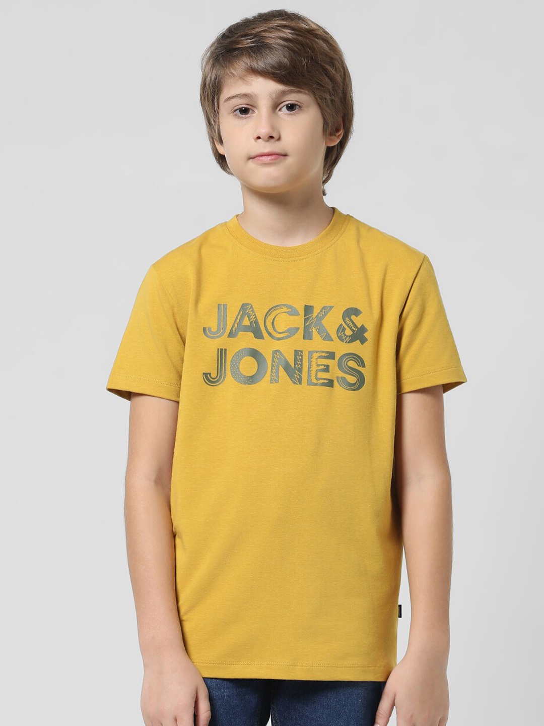 

Jack & Jones Junior Boys Typography Printed Short Sleeves Regular T-shirt, Yellow