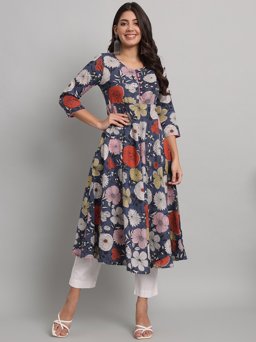 

RANGMAYEE Floral Printed Anarkali Kurta, Navy blue