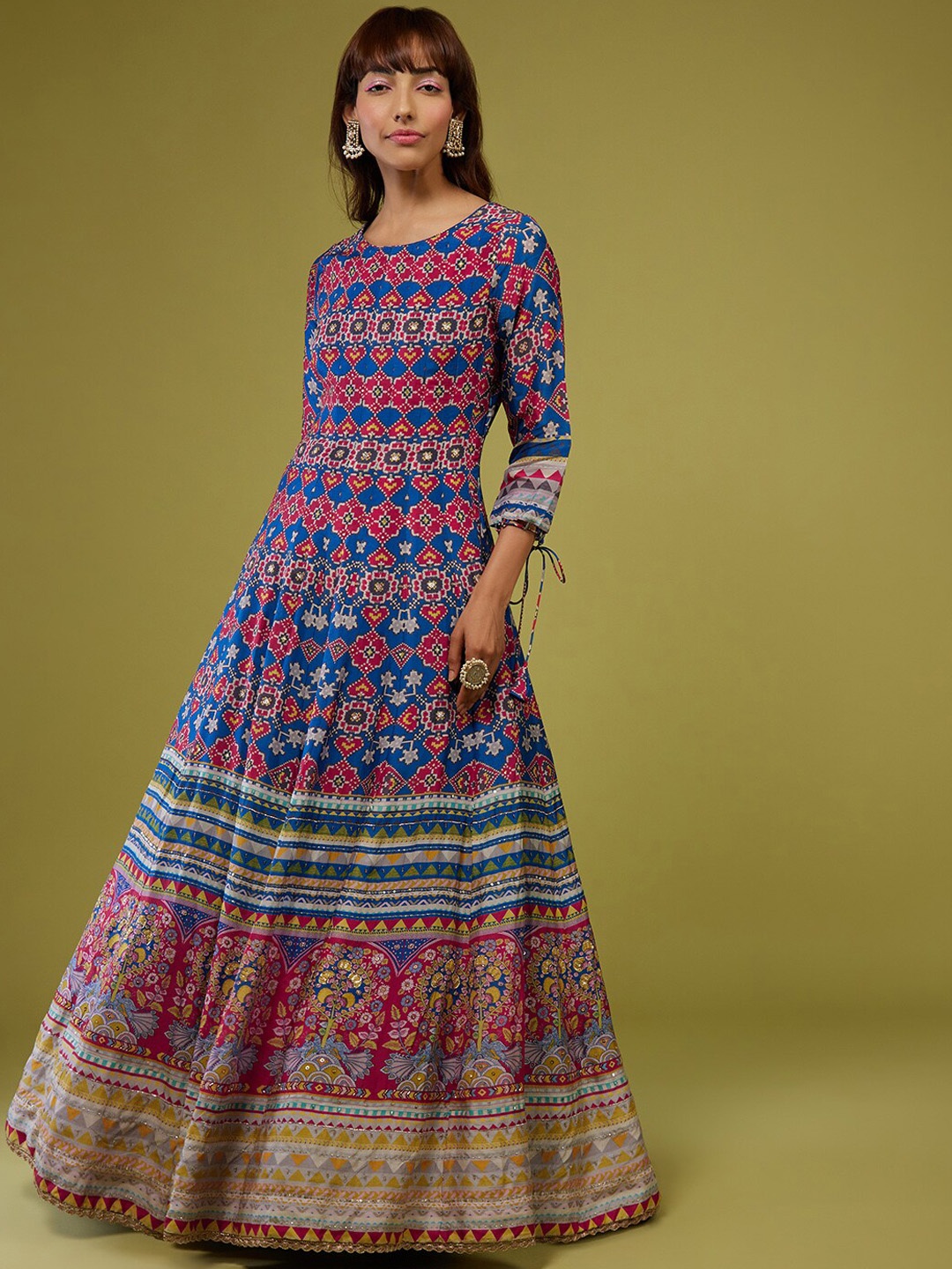 

KALKI Fashion Ethnic Motifs Printed Ethnic Dress, Blue