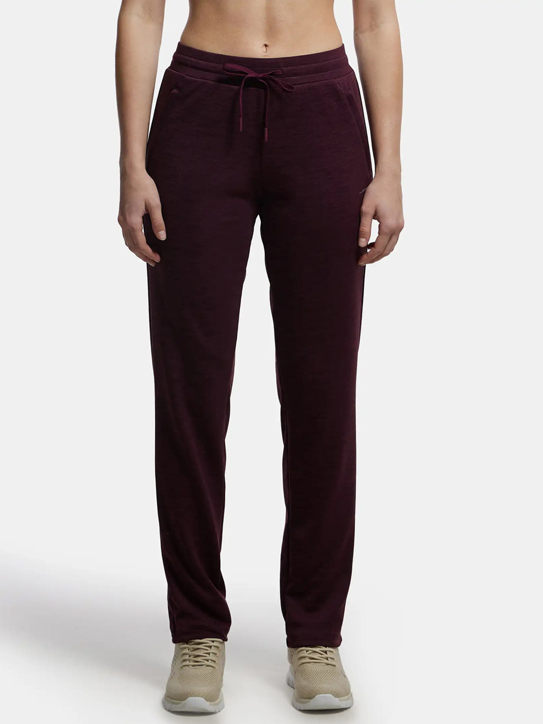 

Jockey Microfiber Fabric Straight Fit Trackpant with Side Zipper Pockets-MW54, Maroon