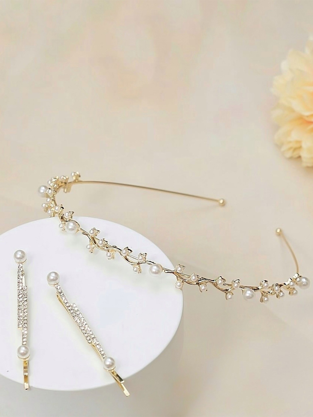 

Yellow Bee Set of 3 Embellished Hair Accessory, Gold