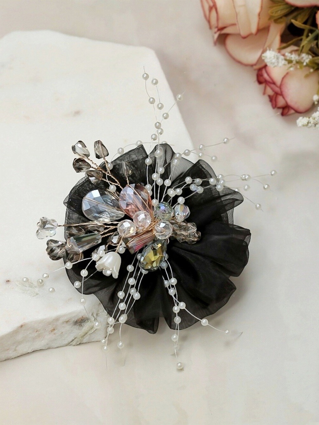 

Yellow Bee Embellished Alligator Hair Clip, Black
