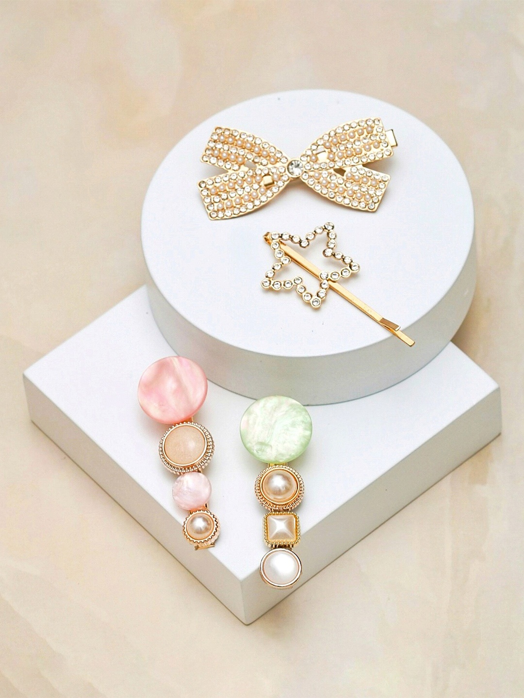 

Yellow Bee Set of 4 Butterfly Star Hair Accessory Set, Gold