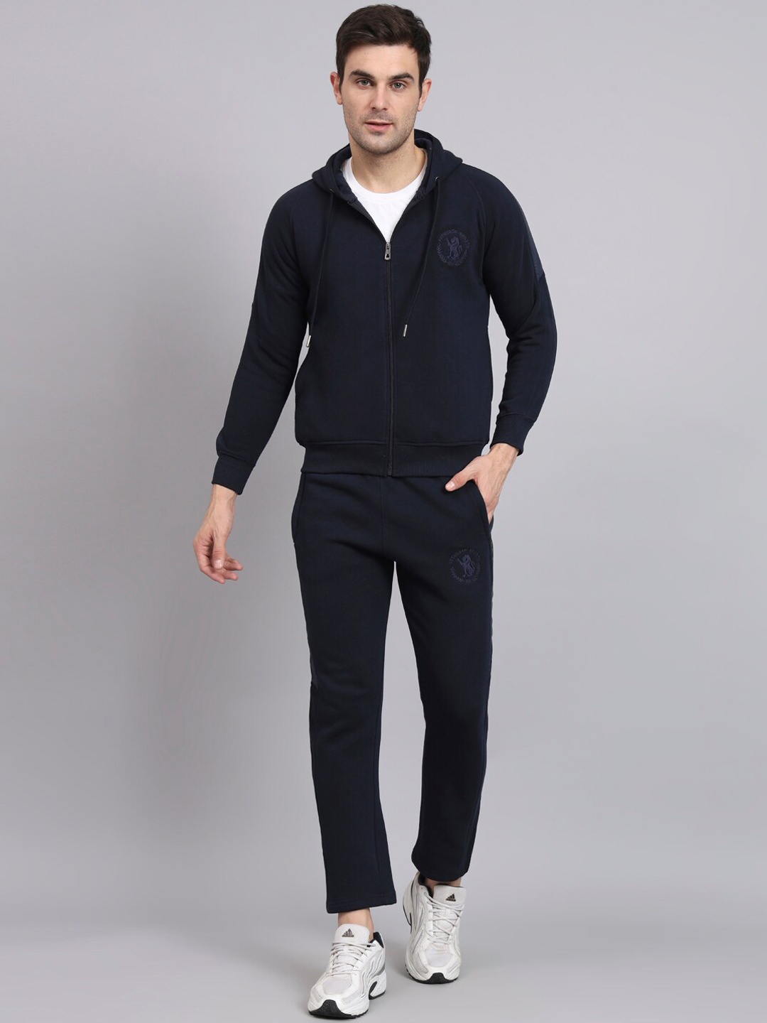 

39 THREADS Hooded Mid-Rise Fleece Tracksuits, Navy blue