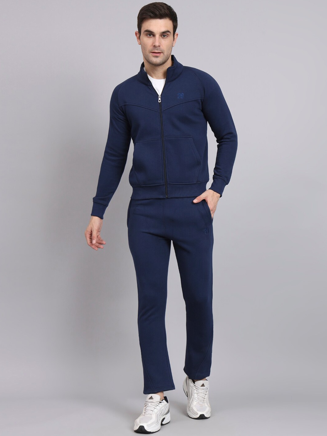 

39 THREADS Mock Collar Fleece Tracksuit, Navy blue