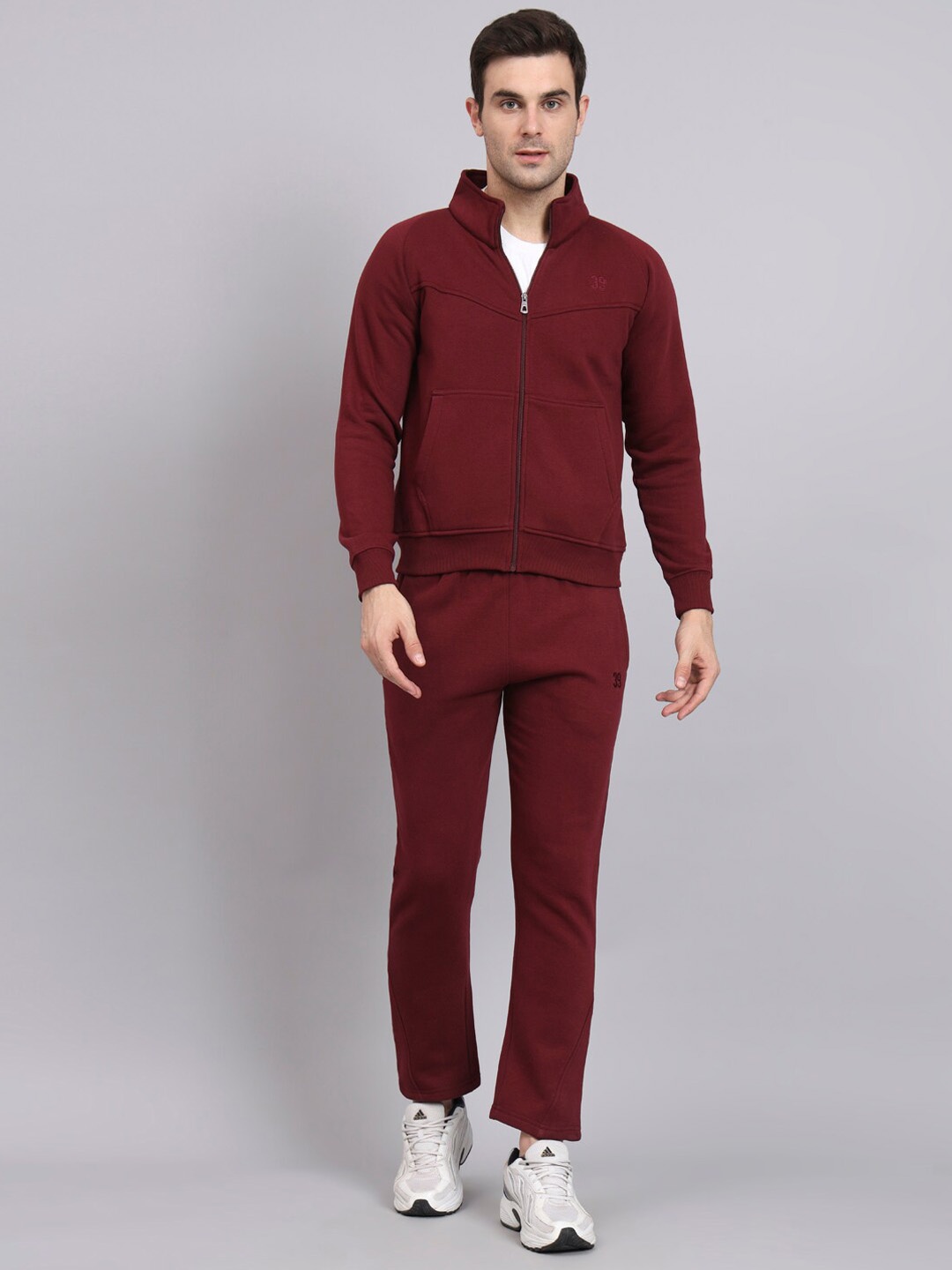 

39 THREADS Mock Collar Fleece Tracksuit, Maroon