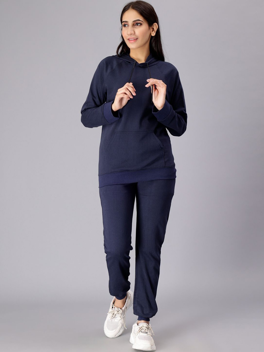 

SAAKAA Pure Cotton Hooded Tracksuit, Navy blue