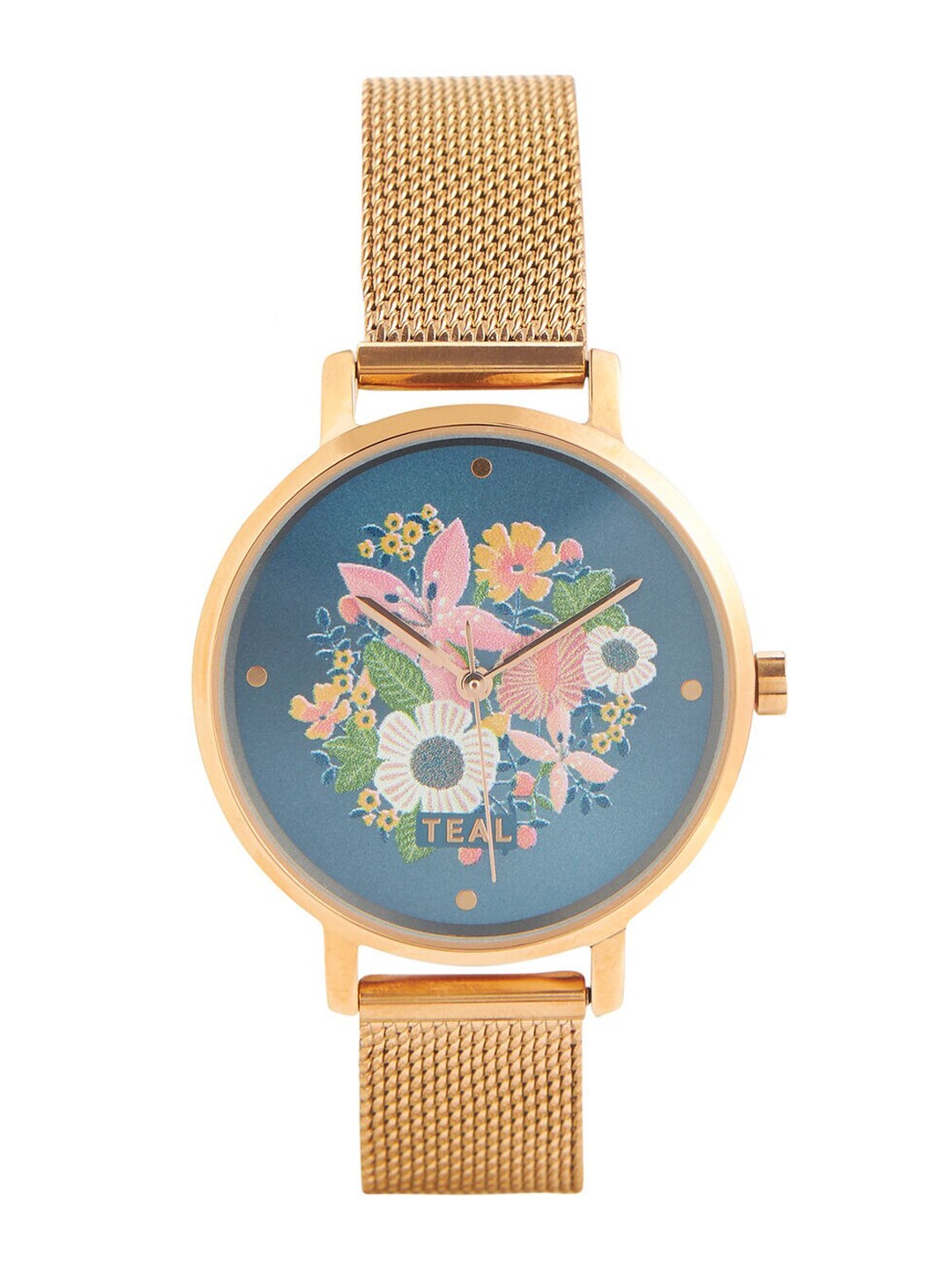 

TEAL BY CHUMBAK Women Printed Dial & Metal Straps Analogue Watch 8907605124846, Rose gold