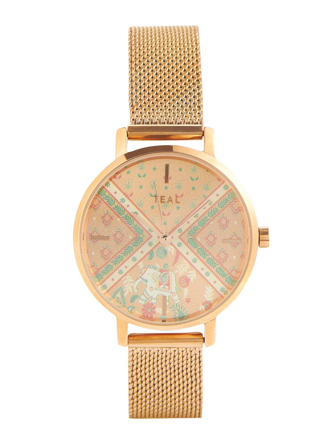 

TEAL BY CHUMBAK Women Water Resistance Stainless Steel Analogue Watch 8907605129483, Rose gold