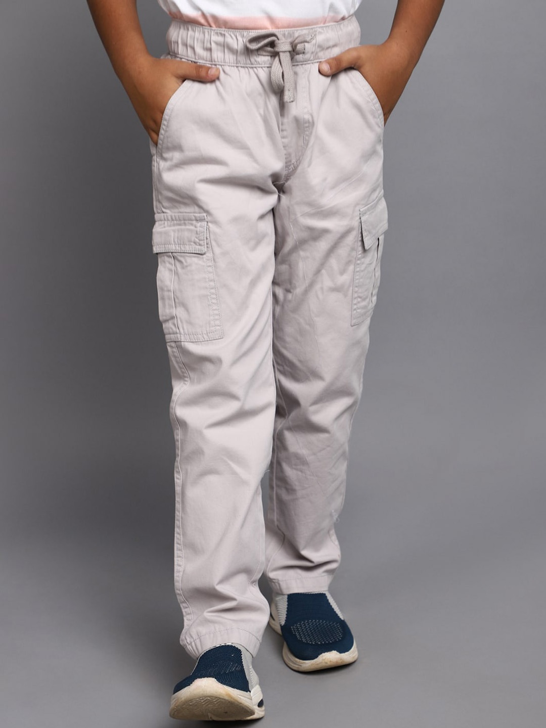 

V-Mart Boys Cotton Cargos Trousers, Grey