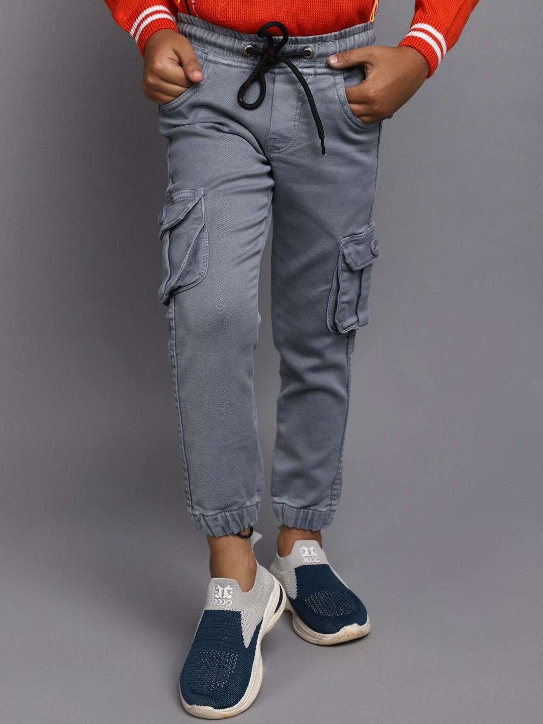 

V-Mart Boys Cotton Cargos Trousers, Grey