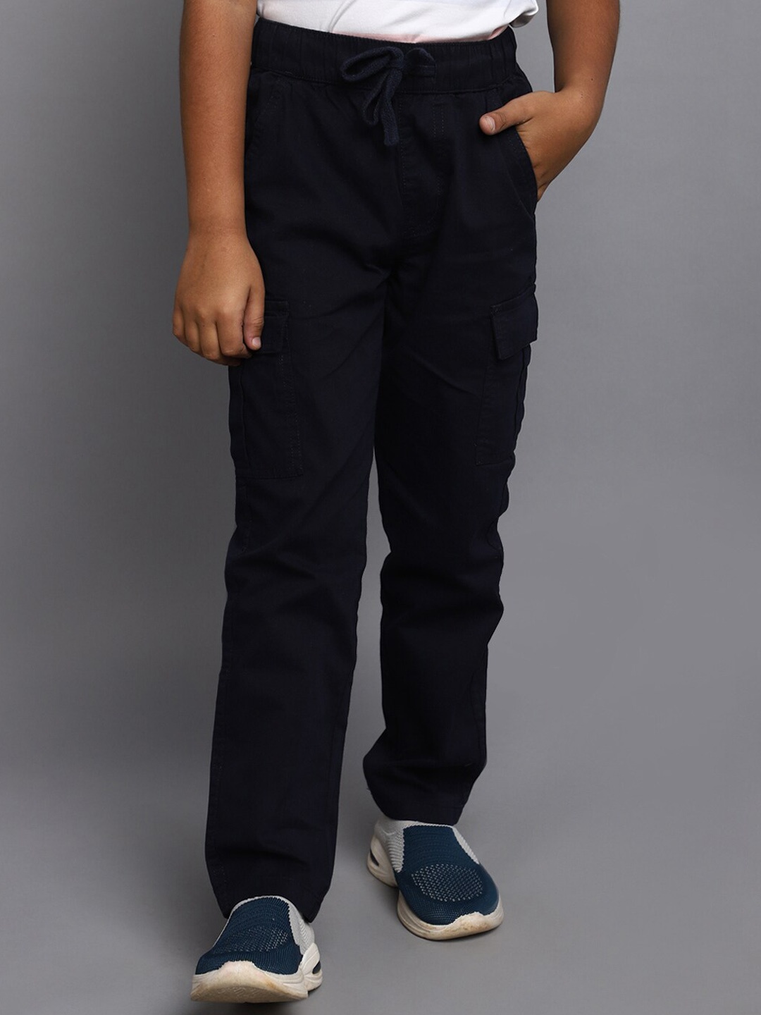 

V-Mart Boys Cotton Cargos Trousers, Navy blue