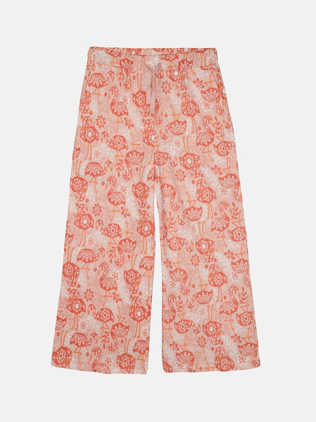 

KiddoPanti Girls Printed Cotton Lounge Pant, Peach
