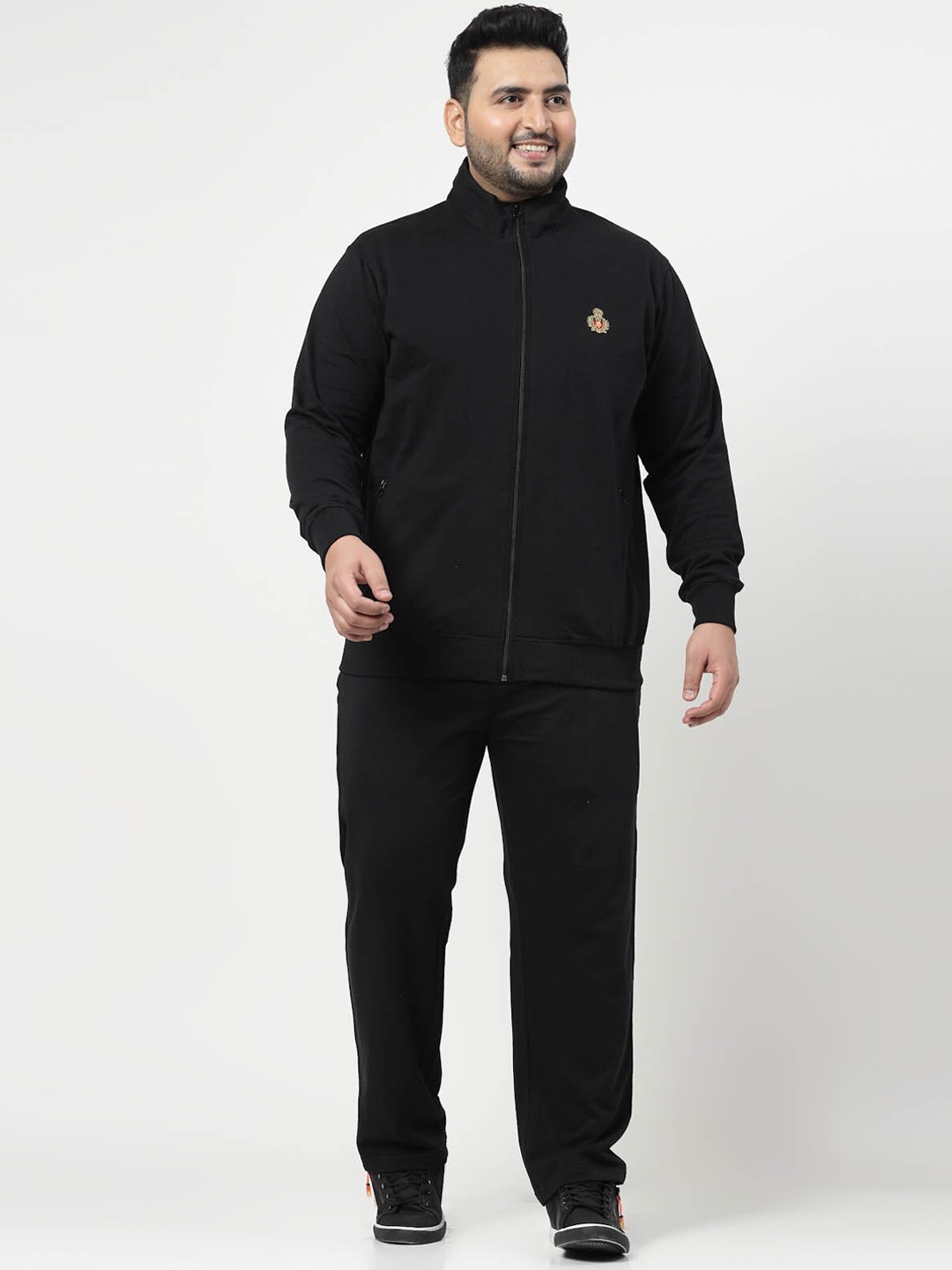 

plusS Black Mock Collar Long Sleeves Fleece Tracksuit