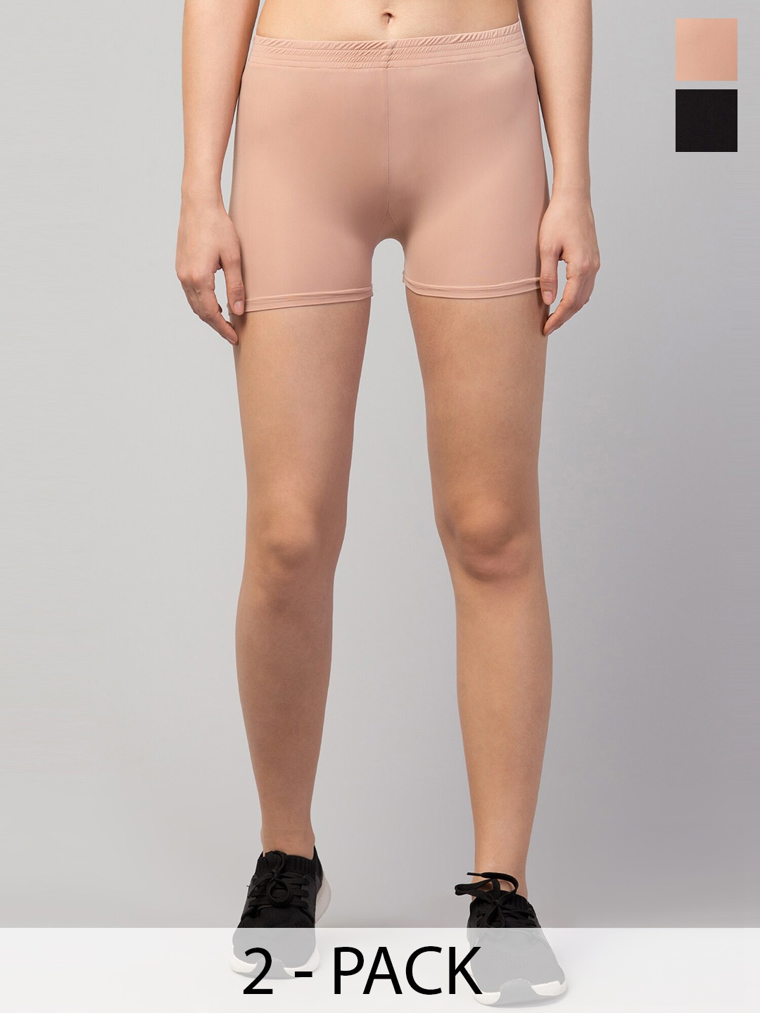 

Apraa & Parma Women Pack Of 2 Skinny Fit Cycling e-Dry Technology Shorts, Beige