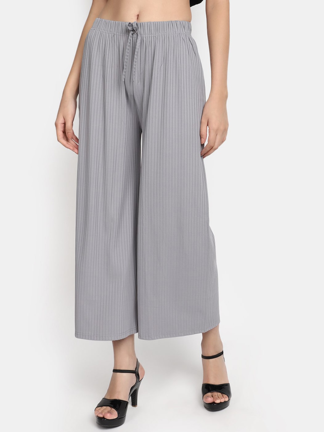 

V-Mart Women Mid-Rise Cotton Culottes Trousers, Grey