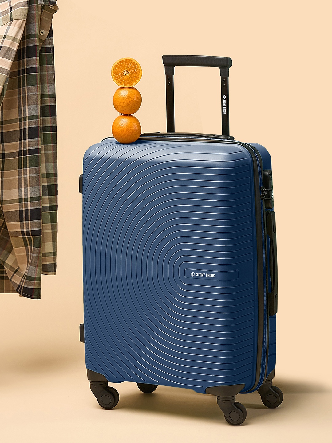 

Stony Brook by Nasher Miles Crescent Textured Hard-Sided Cabin Trolley Suitcase, Navy blue