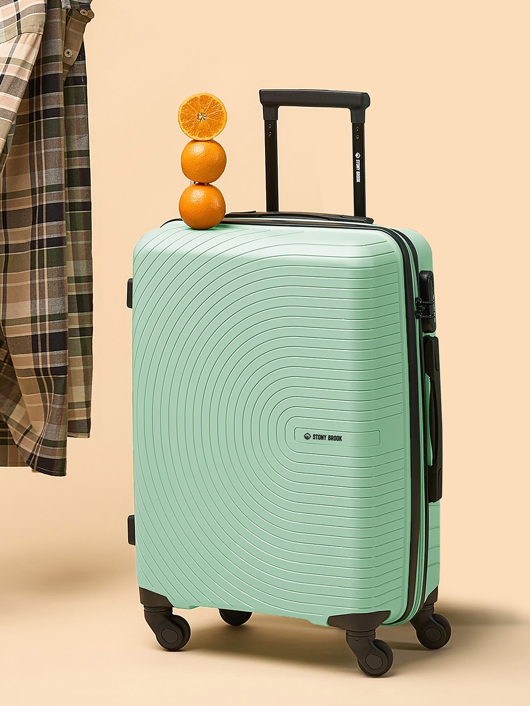 

Stony Brook by Nasher Miles Crescent Textured Hard-Sided Cabin Trolley Suitcase, Green