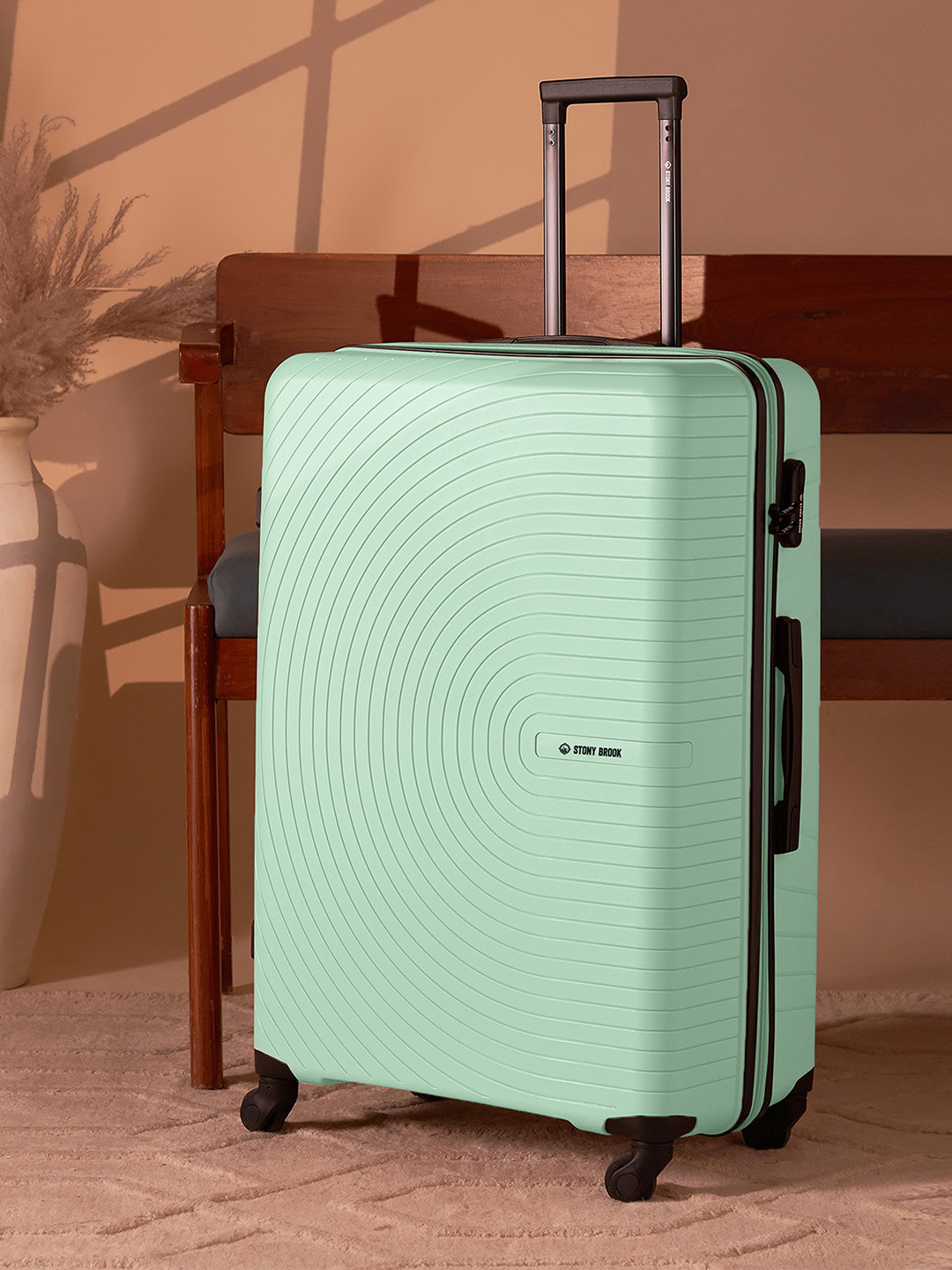 

Stony Brook by Nasher Miles Crescent Textured Hard-Sided Medium Trolley Suitcase-65cm, Sea green