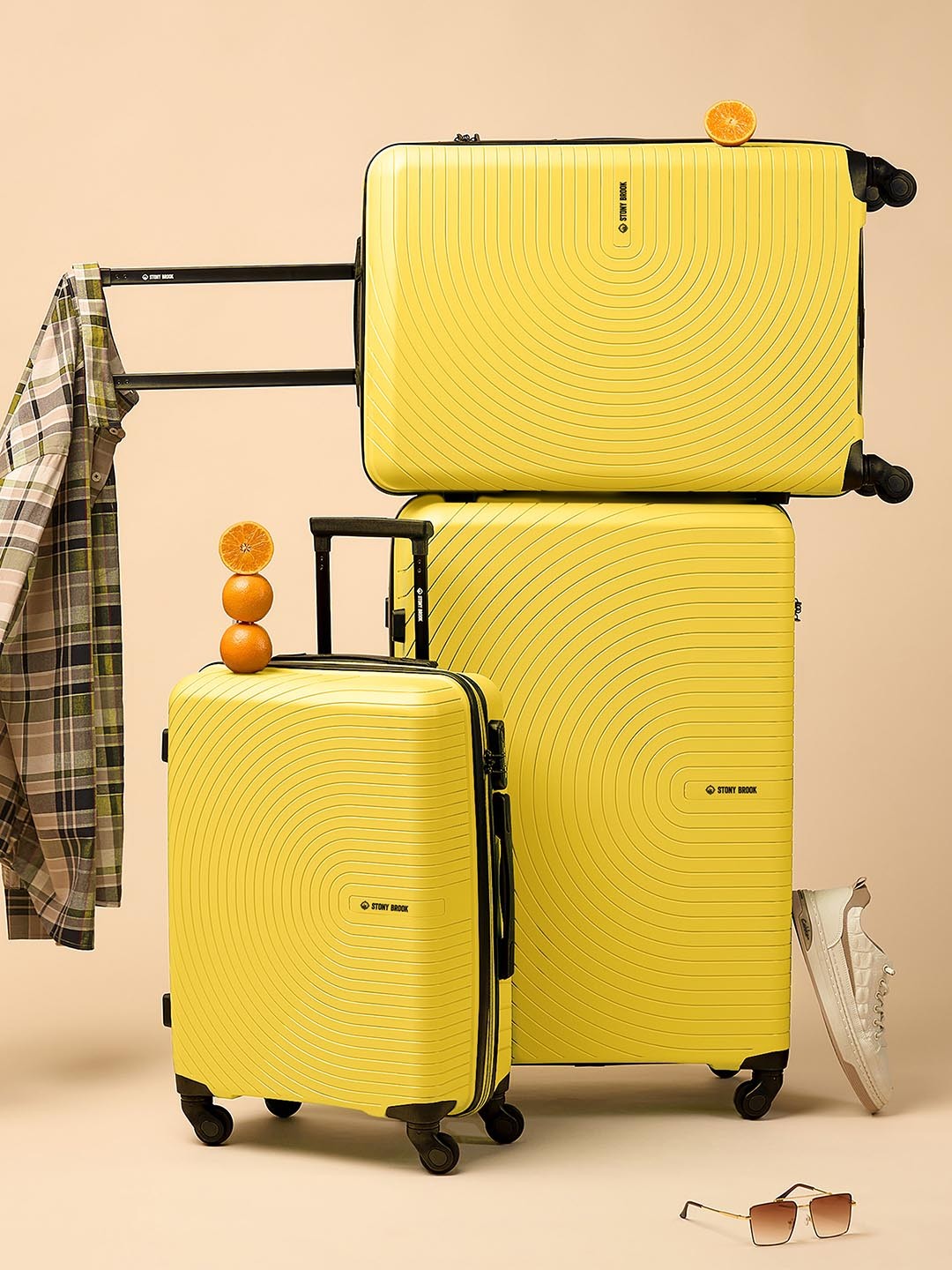 

Stony Brook by Nasher Miles Crescent Set Of 3 Hard-Sided Trolley Suitcases-55, 65 & 75 cm, Yellow