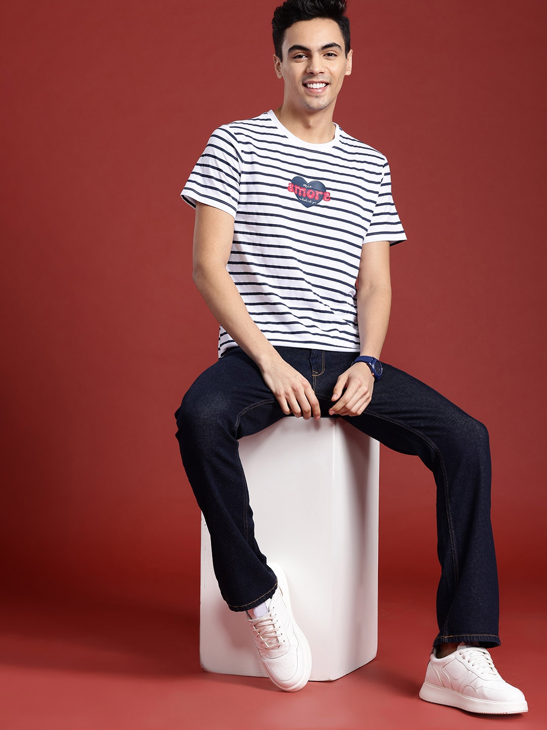 

Mast & Harbour Striped T-shirt, White